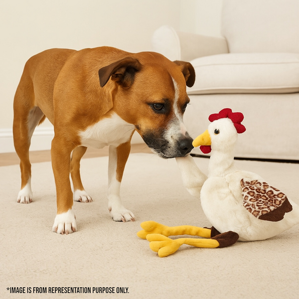 Talking Dog Club Cock a Doodle Stuffless Plush Toy for Dogs (Brown)