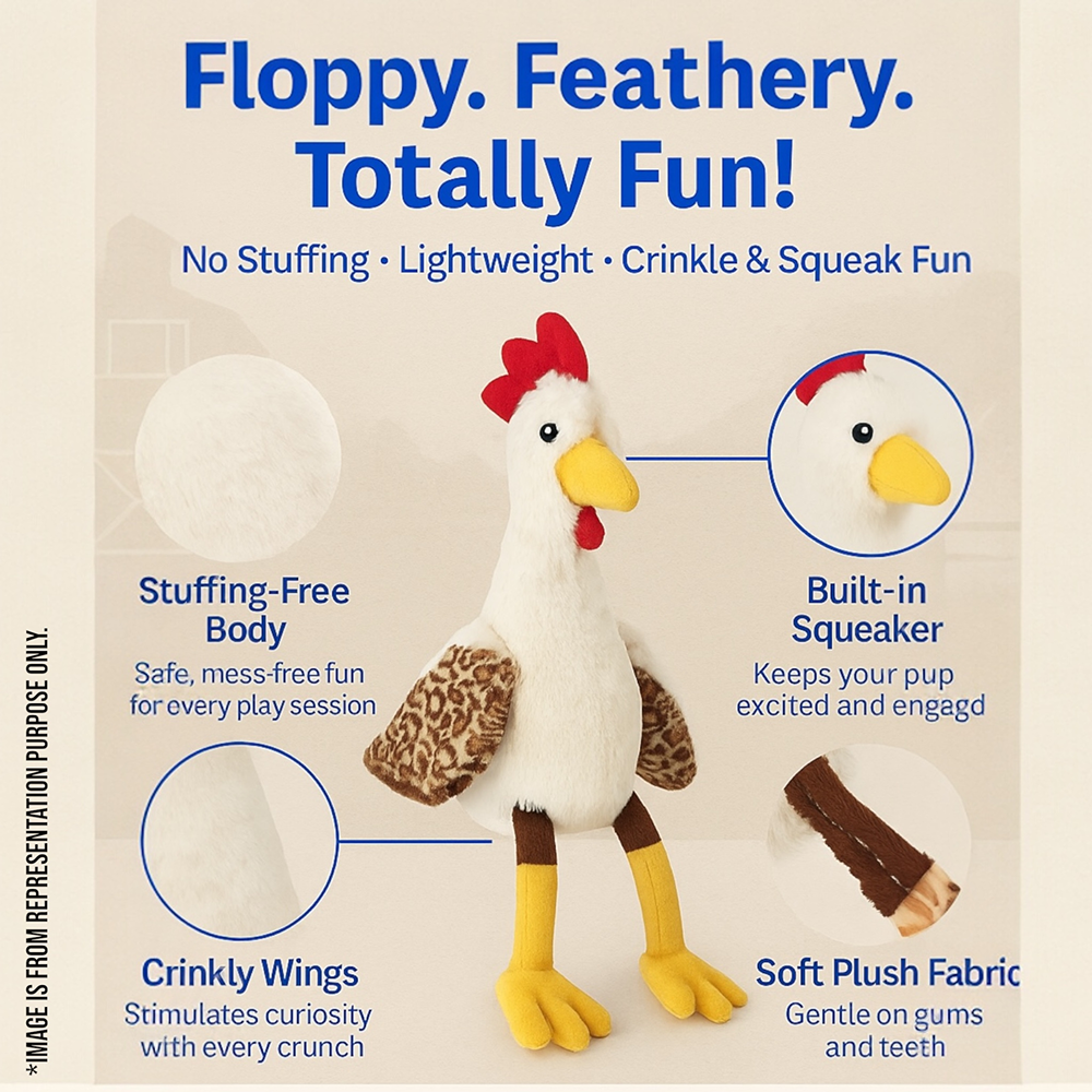 Talking Dog Club Cock a Doodle Stuffless Plush Toy for Dogs (Brown) Dogs-Toys Talking Dog Club Dropship