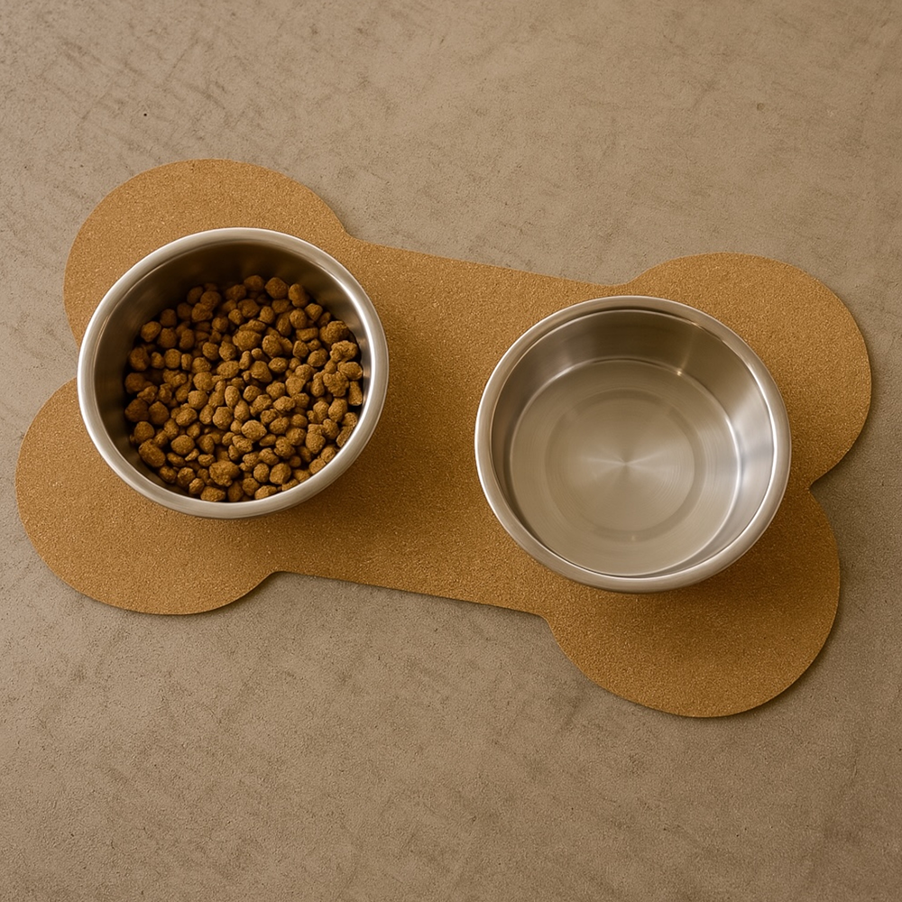 Talking Dog Club Food and Water Cork a Mat Floor for Dogs and Cats (Brown) Both-Bowls & Feeders Talking Dog Club Dropship