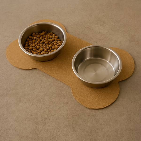 Talking Dog Club Food and Water Cork a Mat Floor for Dogs and Cats (Brown)