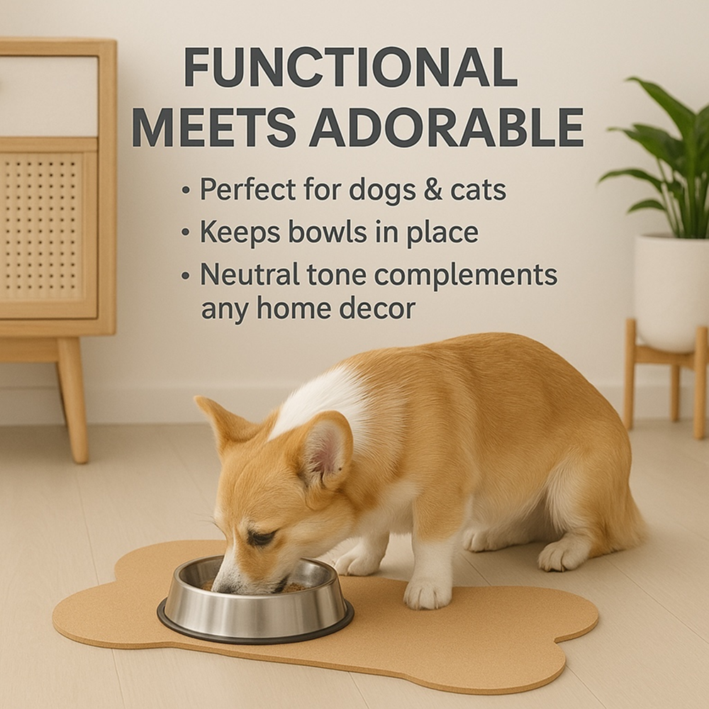 Talking Dog Club Food and Water Cork a Mat Floor for Dogs and Cats (Brown) Both-Bowls & Feeders Talking Dog Club Dropship