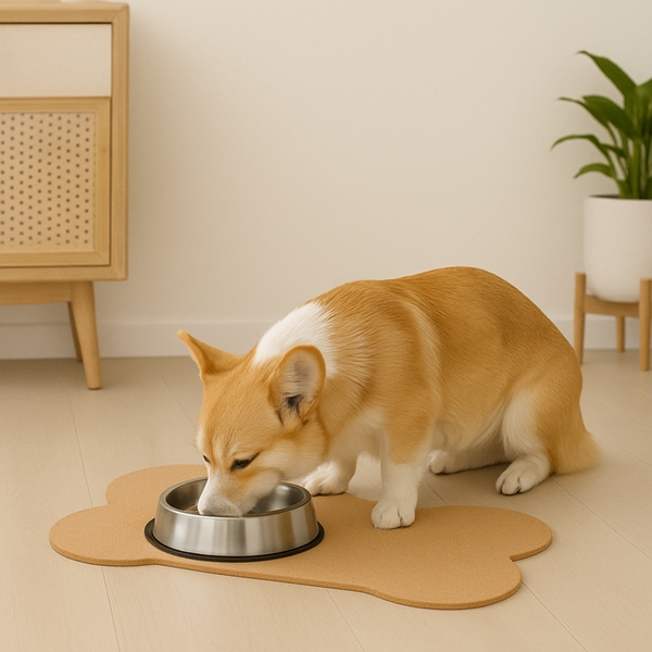 Talking Dog Club Food and Water Cork a Mat Floor for Dogs and Cats (Brown)