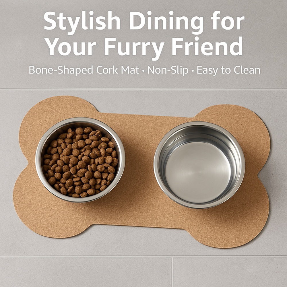 Talking Dog Club Food and Water Cork a Mat Floor for Dogs and Cats (Brown) Both-Bowls & Feeders Talking Dog Club Dropship