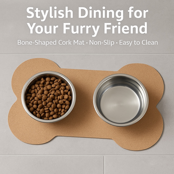 Talking Dog Club Food and Water Cork a Mat Floor for Dogs and Cats (Brown)