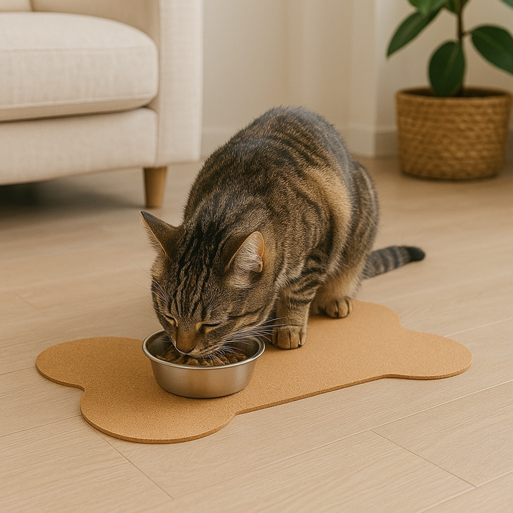 Talking Dog Club Food and Water Cork a Mat Floor for Dogs and Cats (Brown) Both-Bowls & Feeders Talking Dog Club Dropship