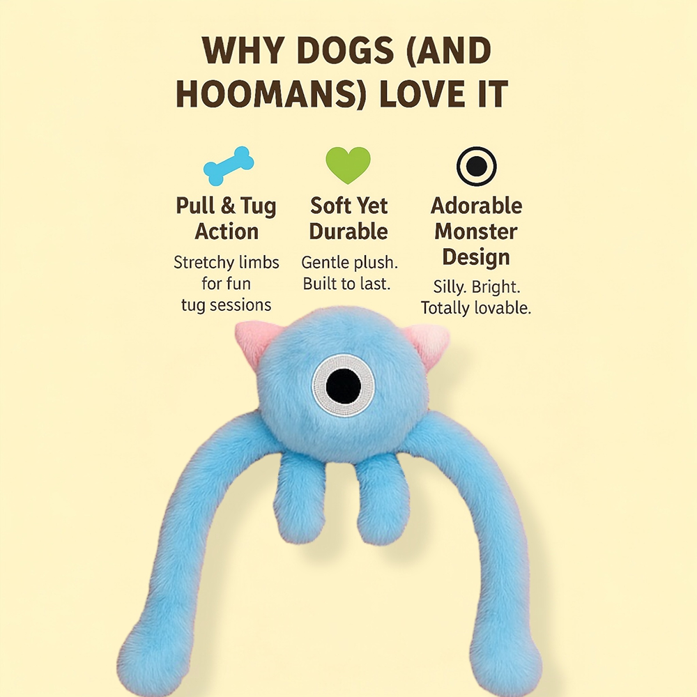 Talking Dog Club Bouncing Monster Tug Toy for Dogs (Blue) Dogs-Toys Talking Dog Club Dropship