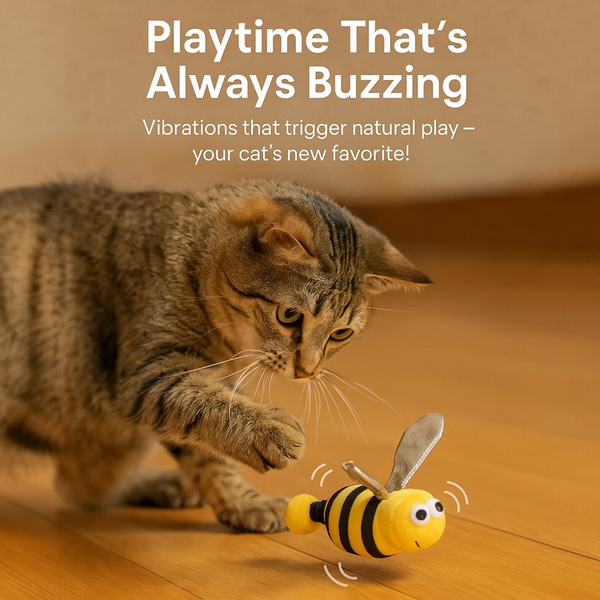 Talking Dog Club Shake a Bee Vibrating Catnip Toy for Cats (Yellow and Black)