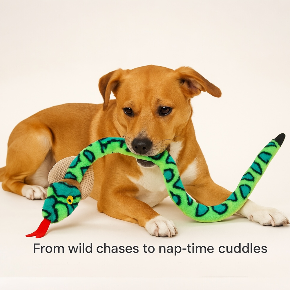 Talking Dog Club XL Cobra Rattle Plush Toy for Dogs (Green) Dogs-Toys Talking Dog Club Dropship