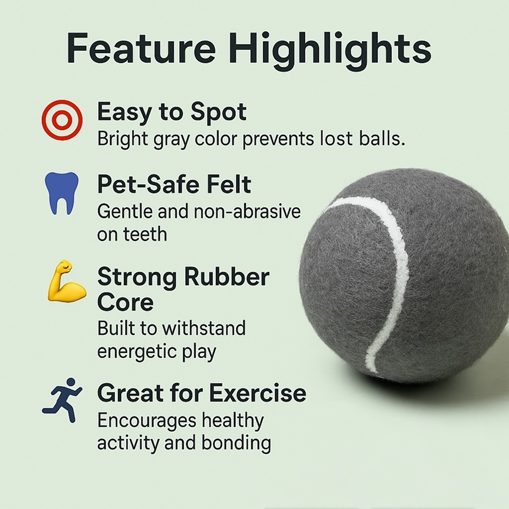 Talking Dog Club Tennis Ball Toy for Dogs (Grey) Dogs-Toys Talking Dog Club Dropship