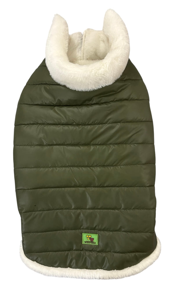 Woofiezz Warm & Comfortable Winter Jackets for Dogs and Cats (Olive Green)