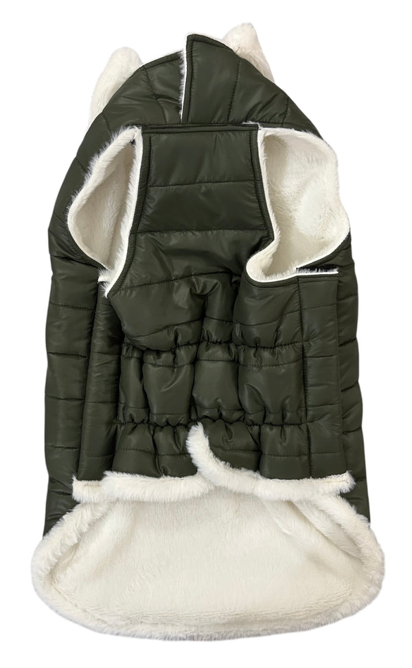 Woofiezz Warm & Comfortable Winter Jackets for Dogs and Cats (Olive Green)