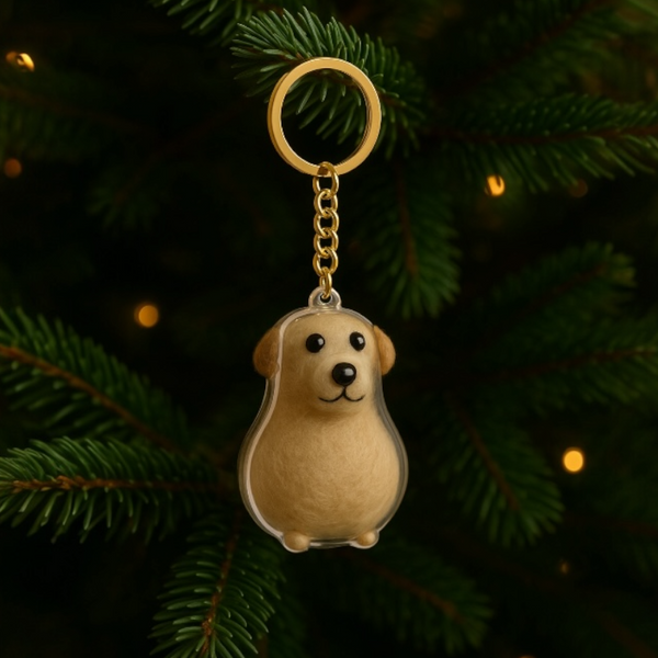 Talking Dog Club Sitting Dog Hair Keepsake Capsule Key Chain