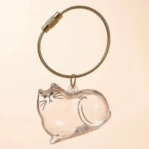 Talking Dog Club Resting Cat Hair Keepsake Capsule Key Chain