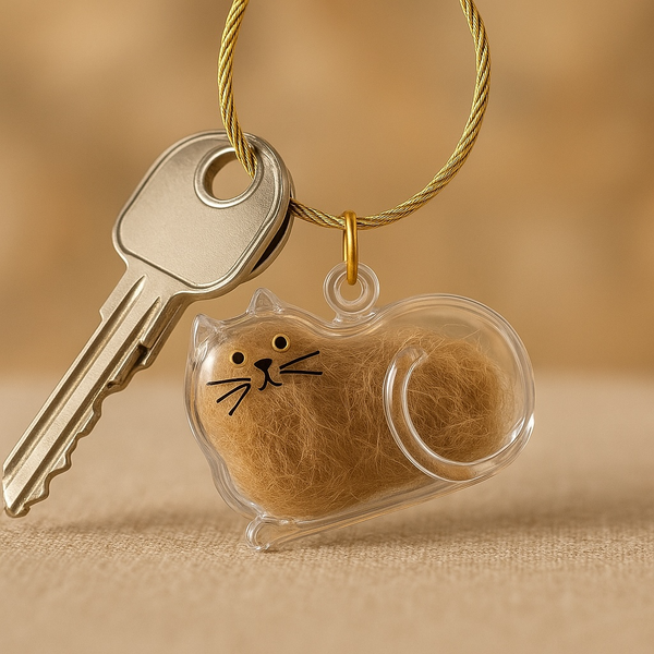 Talking Dog Club Resting Cat Hair Keepsake Capsule Key Chain