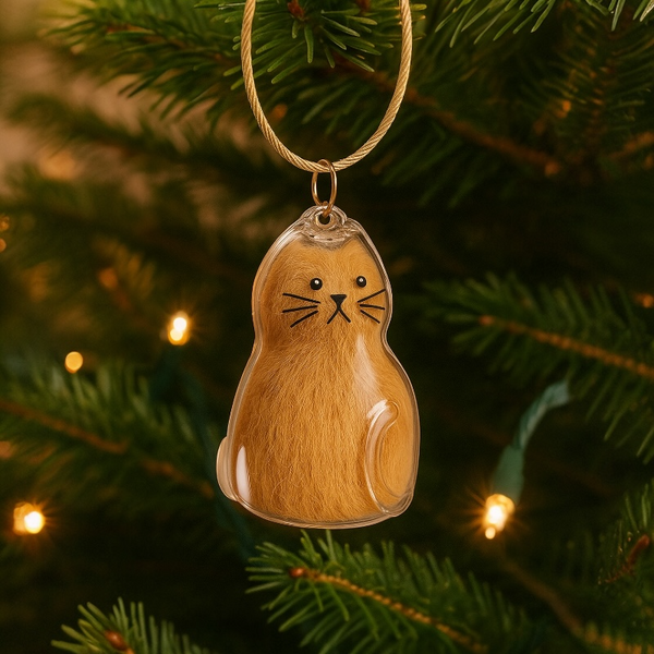 Talking Dog Club Sitting Cat Hair Keepsake Capsule Key Chain