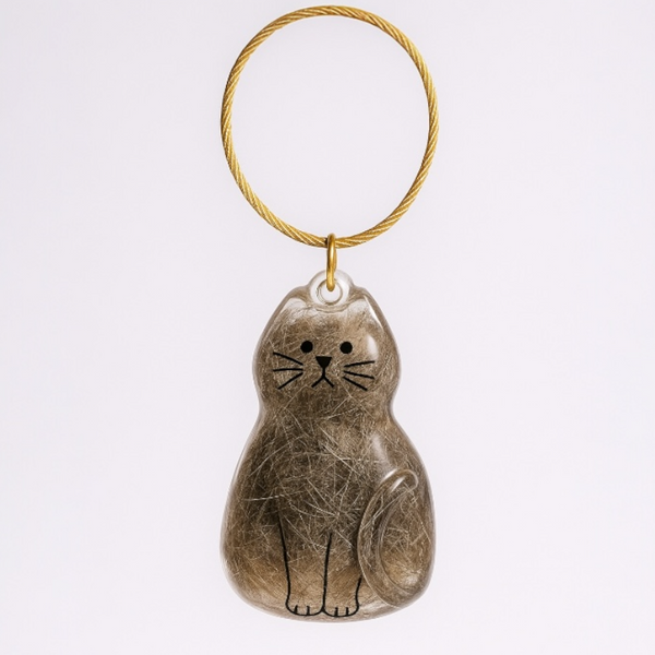 Talking Dog Club Sitting Cat Hair Keepsake Capsule Key Chain