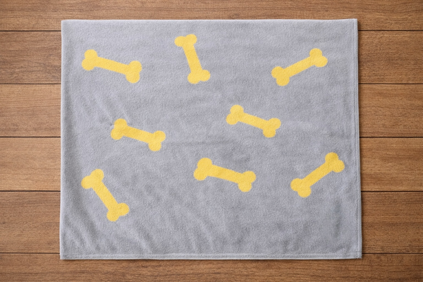 Talking Dog Club Bone Print Viscose Blanket for Dogs (Grey and Yellow Bone)