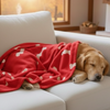 Talking Dog Club Bone Print Viscose Blanket for Dogs (Red and Grey Bone) Both-Bedding, Mats & Travel Supplies Talking Dog Club Dropship