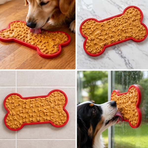 Talking Dog Club Lickable Bone Shaped Lick Mat for Dogs