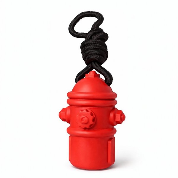Talking Dog Club Sturdy Fire Hydrant Rubber & Rope Toy for Dogs (Red)