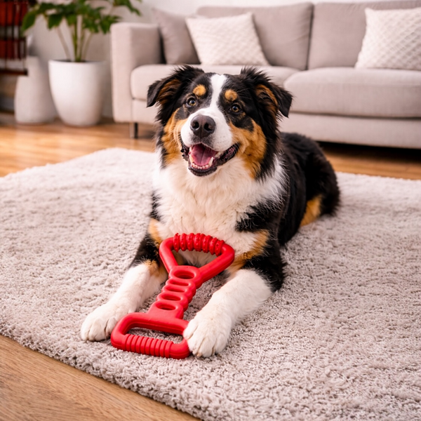 Talking Dog Club Tug Off Natural Rubber Chew Toy for Dogs (Red)