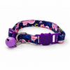 Talking Dog Club Everyday Collar with Sea Horse Bell for Cats (Navy/Purple) Cats-Collar, Leashes, harnesses Talking Dog Club Dropship 25x10cm
