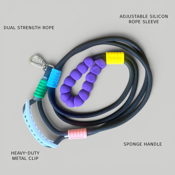 Talking Dog Club Extra Strong Vivid Handle Leash for Dogs (Purple/Black)