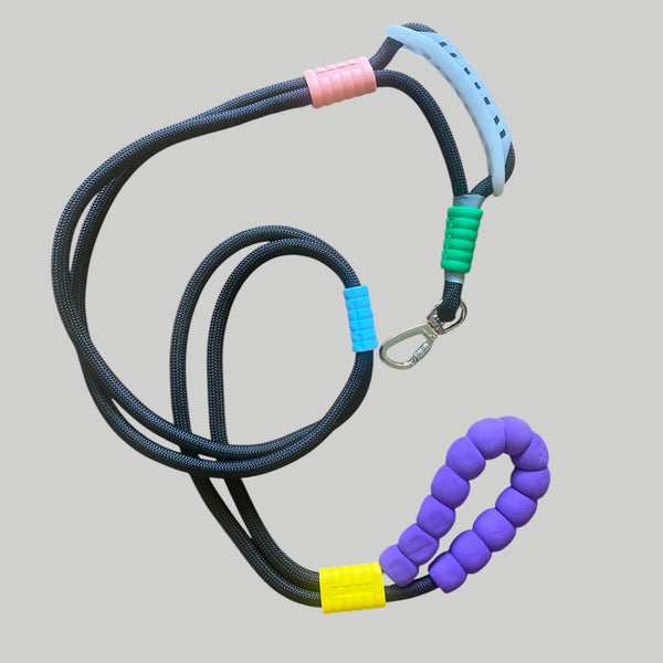 Talking Dog Club Extra Strong Vivid Handle Leash for Dogs (Purple/Black)