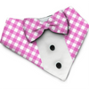 PawsIndia Pink Checks Pattern Tuxedo Bandana with Matching Bow for Dogs and Cats Both-Clothing & Accessories Pawsindia Dropship M