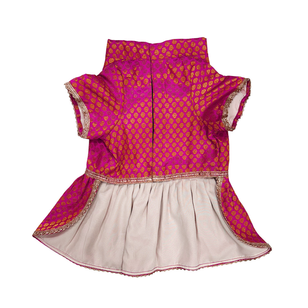 Pawsindia Traditional Royal Brocade Dress for Cats (Pink)