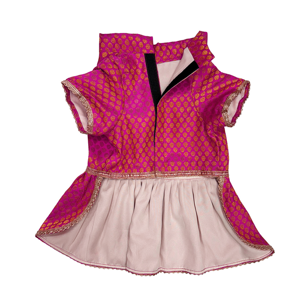 Pawsindia Traditional Royal Brocade Dress for Cats (Pink)