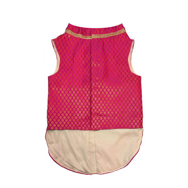 Pawsindia Traditional Royal Brocade Kurta for Cats (Pink)