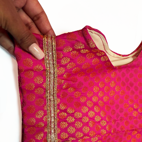Pawsindia Traditional Royal Brocade Kurta for Cats (Pink)