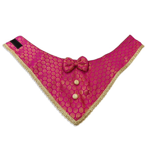 PawsIndia Traditional Royal Brocade Tuxedo for Dogs and Cats (Pink)