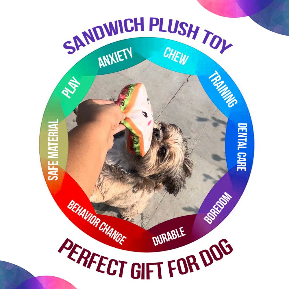 Goofy Tails Food Buddies Sandwich Plush Toy for Dogs