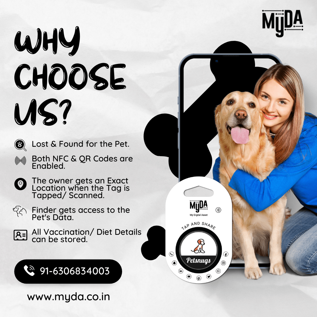 Petsnugs X Myda Tags NFC/ QR Enabled for Dogs and Cats