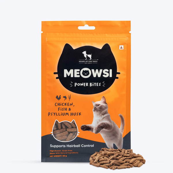 HUFT Meowsi Grain Free Chicken, Fish & Psyllium Husk Power Bites Cat Treats