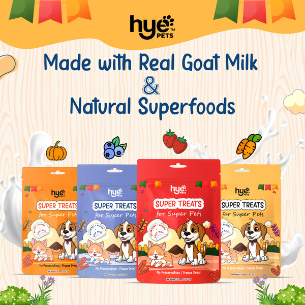 HYE Pets Freeze Dried Treats with Goat Milk, Pumpkin, and Banana for Dogs and Cats