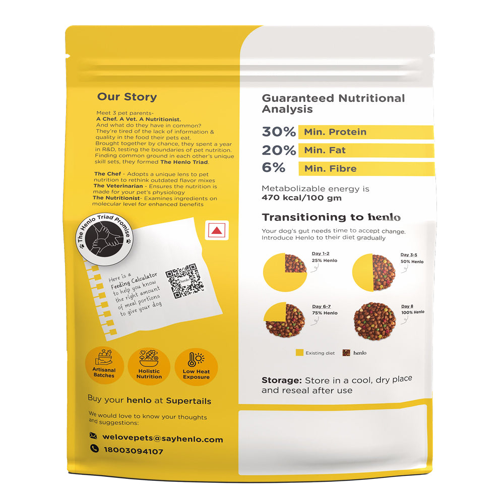 Henlo Chicken & Vegetable Baked Puppy Dog Dry Food | 100% Human Grade Ingredients
