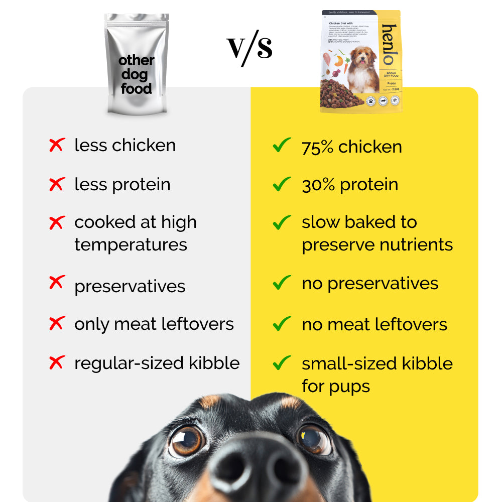 Henlo Chicken & Vegetable Baked Puppy Dog Dry Food | 100% Human Grade Ingredients