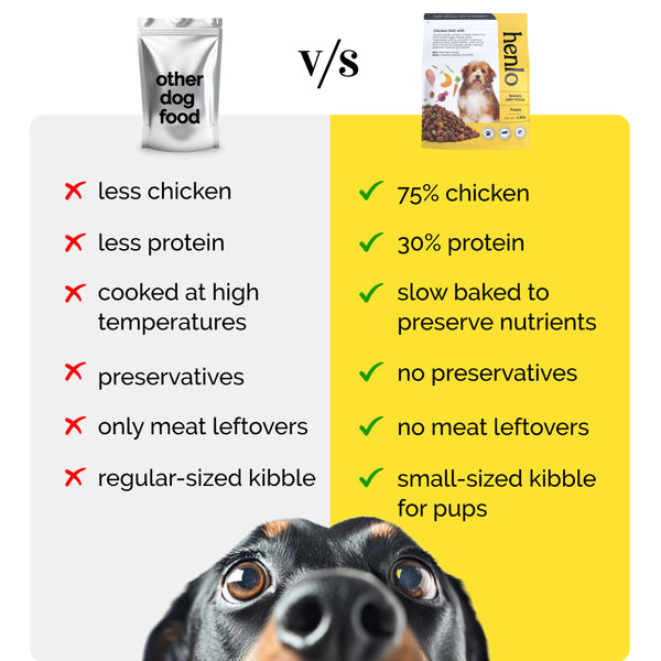 Henlo Chicken & Vegetable Baked Dry Food for Puppies | 100% human grade ingredients