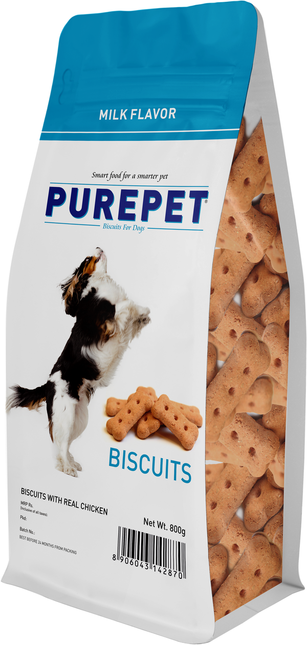 Purepet Milk Flavour Real Chicken Biscuit Dog Treats Pouch