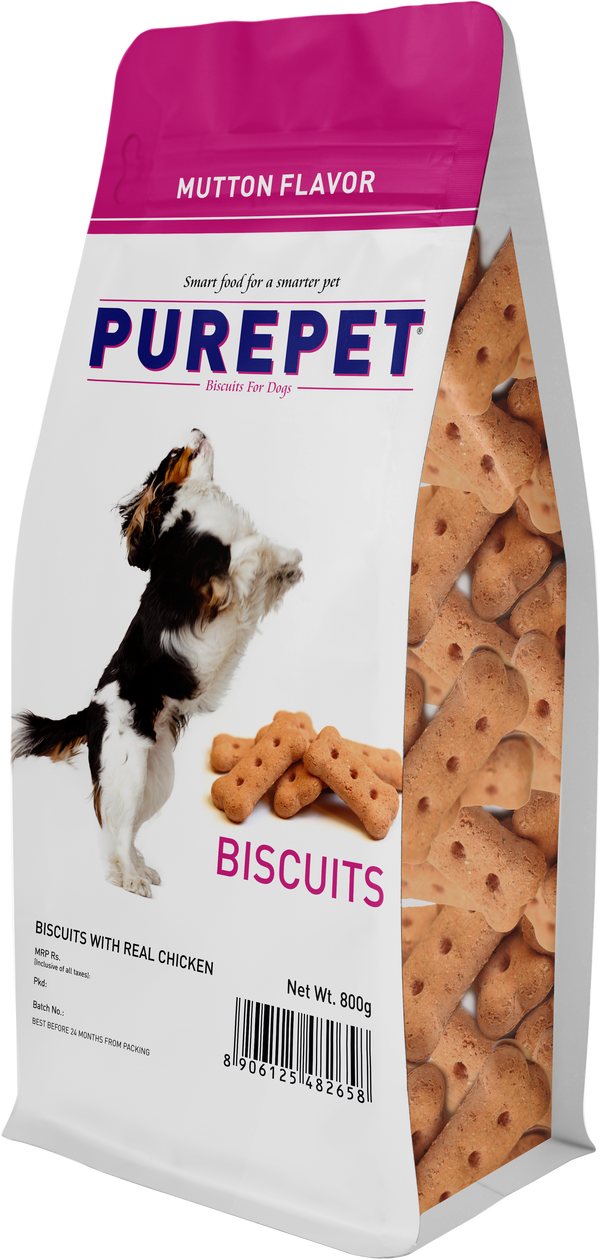 Purepet Mutton Flavour Real Chicken Biscuit Dog Treats Pouch