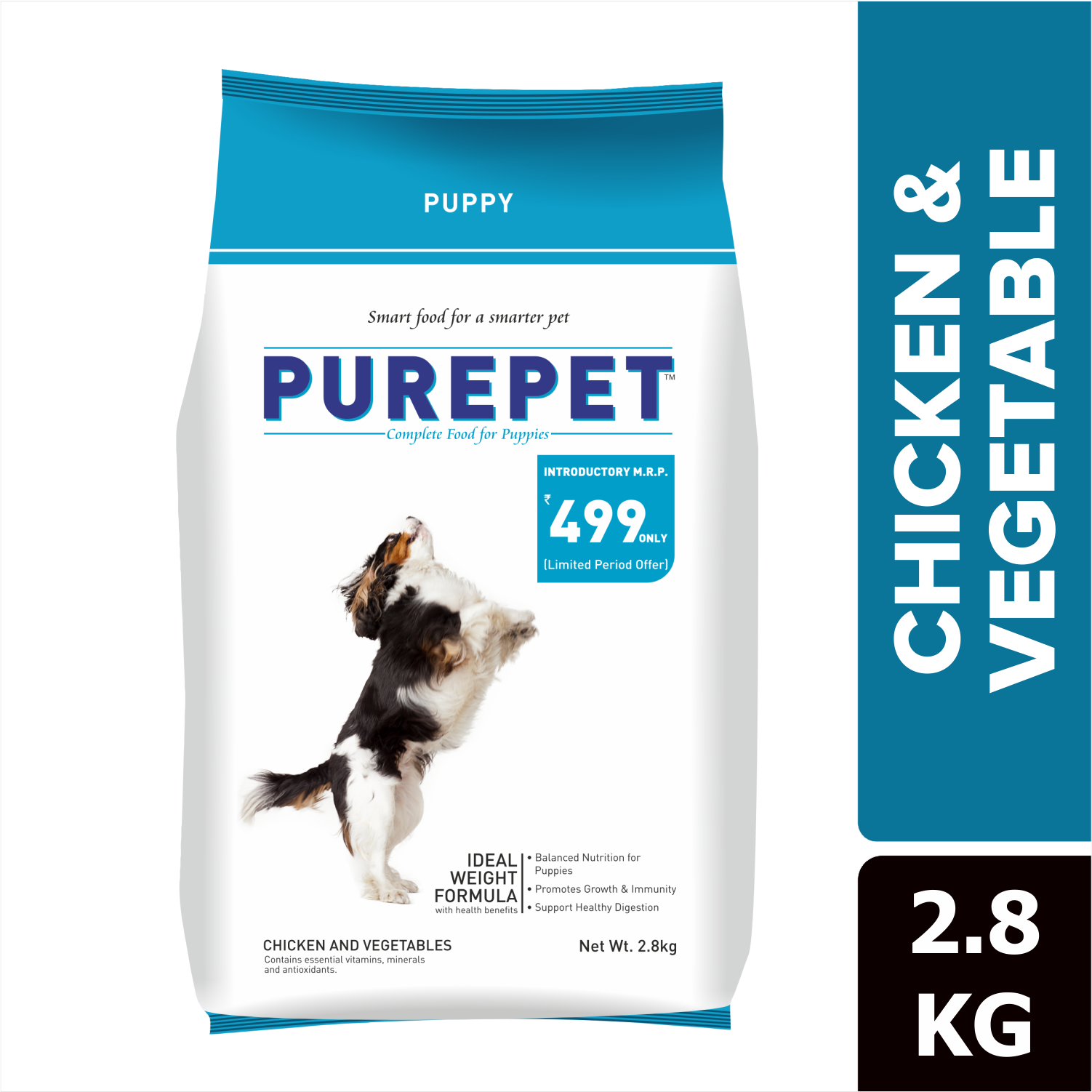 Purepet Chicken & Vegetable Puppy Dog Dry Food Rewards Dogs- Dry Food Purepet 2.8kg
