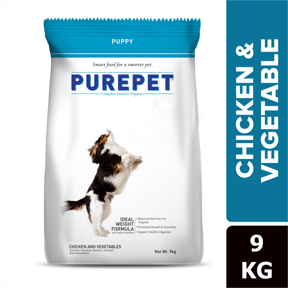 Purepet Chicken & Vegetable Puppy Dog Dry Food Dogs- Dry Food Purepet 9kg+100g Fresh Food Free