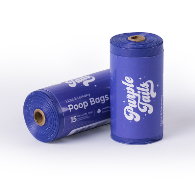Purple Tails Poop Bags Lime and Lemony Scented for Dogs (Blue)