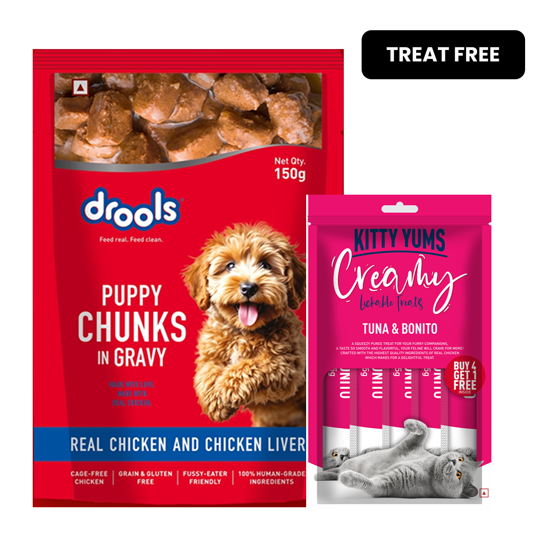 Drools Real Chicken & Chicken Liver Chunks in Gravy Puppy Dog Wet Food