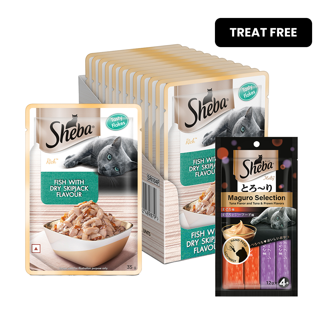 Sheba Fish with Dry Skipjack Premium Cat Wet Food