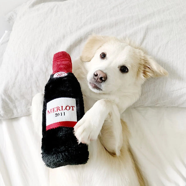Zippy Paws Happy Hour Red Wine Crusherz Plush Toy for Dogs