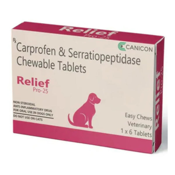 Wellcon Relief Pro 25mg Tablet (Carprofen & Serratiopeptidase) for Dogs